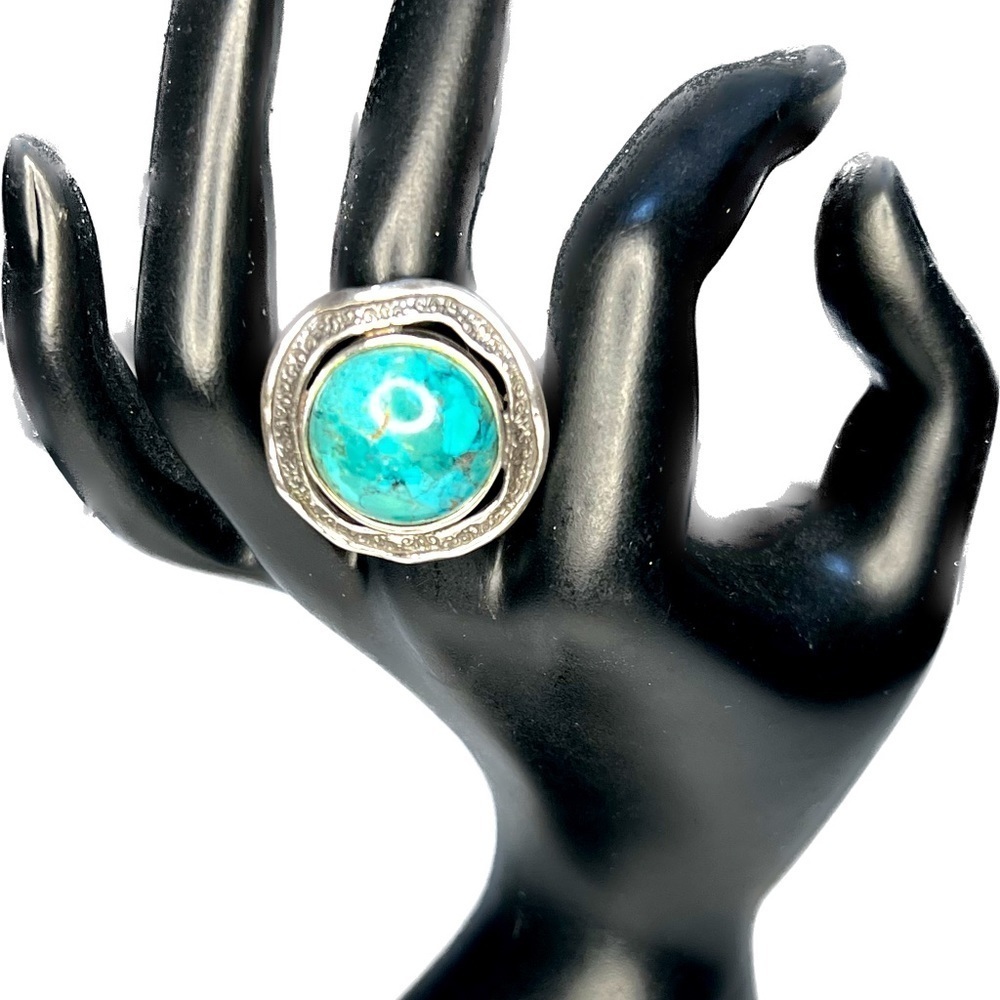 Bold sterling silver 925 turquoise ring ISRAEL
